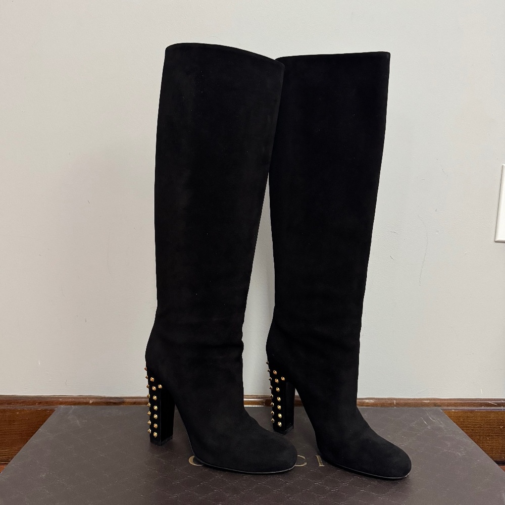 Gucci black suede boots size 38